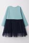 Girl's Long Sleeve Dress Text Printed Heart Age 1.5-5, Water Green - 2