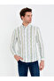 Green Slim Fit 100% Cotton Striped Shirt 50265585-Vr054 - 3