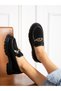 Black Suede Buckle Detail Women's Loafer