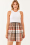 Women's Beige Gipe Detailed Plaid Mini Skirt 0169 60251858 - 6