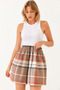 Women's Beige Gipe Detailed Plaid Mini Skirt 0169 60251858
