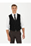 Black Slim Fit Wool Blended Striped Classic Vest 50276508 -Vr046 - 3