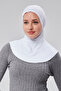 Women's Practical Hijab with Sports Neck Collar, Snap-On Bonnet, Combed Cotton Fabric, White