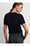 10651 Crew Neck Soft Textured Short Sleeve Knitwear Sweater-Black - 2