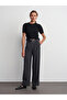 10651 Crew Neck Soft Textured Short Sleeve Knitwear Sweater-Black - 3
