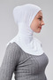 Women's Practical Hijab with Sports Neck Collar, Snap-On Bonnet, Combed Cotton Fabric, White - 5