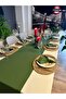 Aura Cotton Stain-Resistant Green Long Runner (Napkins Not Included) - 6