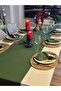 Aura Cotton Stain-Resistant Green Long Runner (Napkins Not Included) - 4