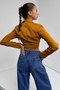 Women's Double Breasted Collar Waist Tie Long Sleeve Blouse - 5