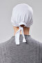 Women's Hijab Lycra Combed Seamless Non-Slip Plain Laced Bonnet White - 3