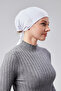 Women's Hijab Lycra Combed Seamless Non-Slip Plain Laced Bonnet White - 5