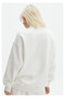 White Unisex Basic Sweatshirt - Long Sleeve, Half Zipper, Collar - 2