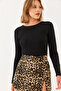 Women's Black Crew Neck Basic T-Shirt 142 60251866 - 2