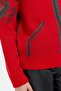 Women's High Collar Woolen Jacket with Floral Pattern on the Back and Sleeves, Coral - 8