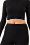 Women's Black Tights Crop Bottom-Top Set 149 60251869 - 4