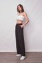Linen High Waist Elastic Waist Side Pocket Wide Leg Trousers - Black - 3