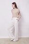 Linen High Waist Elastic Waist Wide Leg Pants with Side Pockets -White - 6