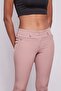 Thick Belted Ornamental Pocket Ankle Length Stretch Fabric Fabric Trousers-Dark Powder - 4