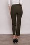 Women's High Waist Front Stitched Waistband with Epaulettes Buttoned Pipe Leg Fabric Trousers-Dark Green - 3
