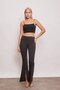 Women's High Waist Stitched Front Leg Slit Flared L Stretch Fabric Trousers-Anthracite