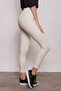 Power Strech Stretch Fabric Slim Fit High Waist Elastic Waist Ankle Length Trousers-Stone - 5