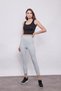 High Waist Stretch Fabric Stretchy Fabric Stylish Fabric Trousers with Leg Zipper Detail-Mint - 4