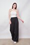 100% Iyocell Flowy Stylish Fabric High Waist Elastic Waistband Side Pockets Wide Leg Pants - Black - 5