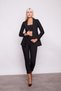 High Waist Thick Belted Pocketed Skinny Leg Ankle Length Cotton Stretch Fabric Fabric Trousers-Black
