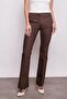 Thick Belted Pocketed Spanish Wide Leg L Stretch Fabric Fabric Trousers - Brown - 3