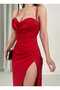 Women's Evening Dress Thin Straps Back Cross Tie Degaje Collar Back Low-cut Deep Slit - 2