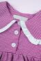 Baby Collar Long Sleeve Pintucked Baby Collar Buttoned Pink Color Girl's Dress - 3