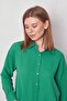 Women's Collared Off-Shoulder Long Sleeve Lycra-Free Fabric Shirt-Green - 5