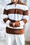 Men's Half Zipper Two Color Knitted Sweater Brown - 6