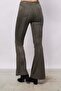 Women's Velvet Lycra Soft Textured High Waist Front and Back Seam Spanish Leg Pants-Khaki - 7