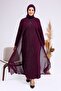 Women's Hijab Rhinestone Siphon Evening Dress Suit Plum