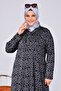Women's Casual Large Size Hijab Leopard Long Mother Dress Navy Blue - 3