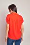 Lycra-Free Stylish Fabric Collar Off-Shoulder Pleated Front Shirt-Orange - 6