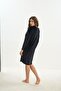 Women's Long Sleeve Black Velvet Tunic C4T3N1O61 - 6