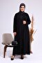 Women's Hijab Rhinestone Siphon Evening Dress Suit Black