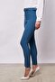 Thick Belted D Buckle Ankle Length Normal Waist Lycra Fabric Trousers - Petrol - 5
