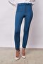 Thick Belted D Buckle Ankle Length Normal Waist Lycra Fabric Trousers - Petrol - 3