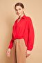 Collared Front Pleated Long Sleeve Lycra-Free Stylish Fabric Shirt-Red - 3
