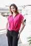 Lycra-Free Stylish Fabric Collar Low Shoulder Pleated Front Shirt-Fujia - 2