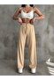 Women's Beige Elastic Waist Palazzo Pants - 3