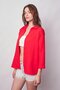 Women's Linen Off-Shoulder Collar Capri Sleeve Epaulet Shirt - Dark Coral - 3