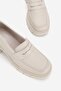 Women's Beige Genuine Leather Thick Heeled Loafer Shoes, Number 36-41 - 5