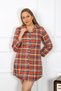 Fashion Stripe Women's Plus Size Cotton Buttoned Long Sleeve Tunic Nightgown 12206