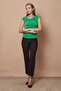 Lycra Stylish Crepe Fabric Double Breasted Wrap Front Gathered Butterfly Sleeve Body Blouse - Benetton Green - 3