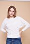 Crepe Fabric Detachable Collar Long Sleeve Lycra Bodysuit-Cream - 6