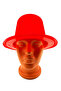Red Color Plastic Nubuck Velvet Flocked Fedora Hat 11 cm - 4